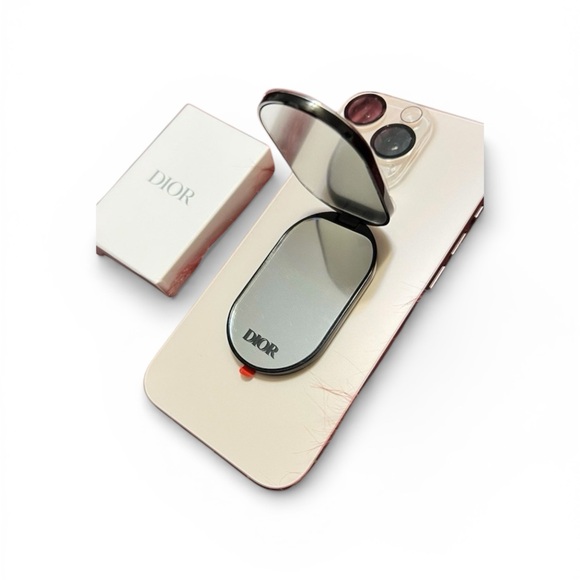 ✨ Christian Dior “CD” Logo Phone Ring Mirror - Silver & Black NEW in Box - Picture 2 of 8